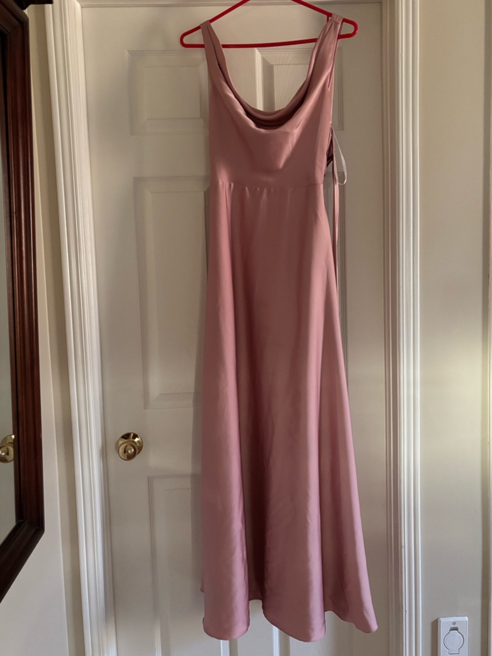 Elegant Dusty Rose Cowl Neck Dress with Low back